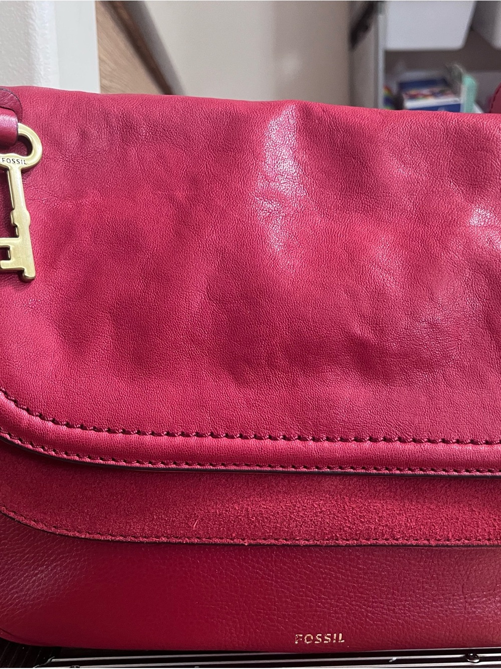 Fossil Women's Red Leather & Suede Crossbody Bag